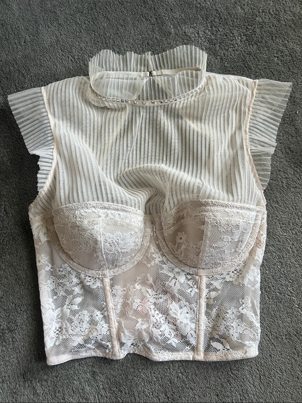 Victorias Secret Sheer Lace Bustier Top in Ivory